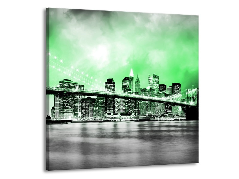 Glas schilderij Brug | Grijs, Groen | 50x50cm 1Luik