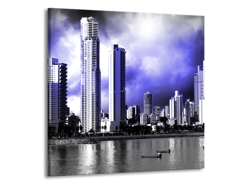 Canvas schilderij Wolkenkrabber | Blauw, Grijs | 70x70cm 1Luik