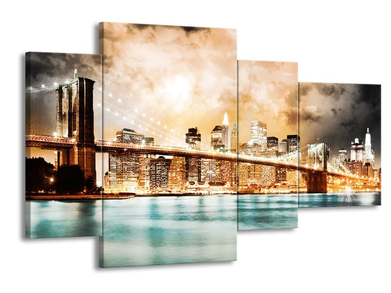 Glas schilderij Brug | Groen, Blauw, Bruin | 120x75cm 4Luik