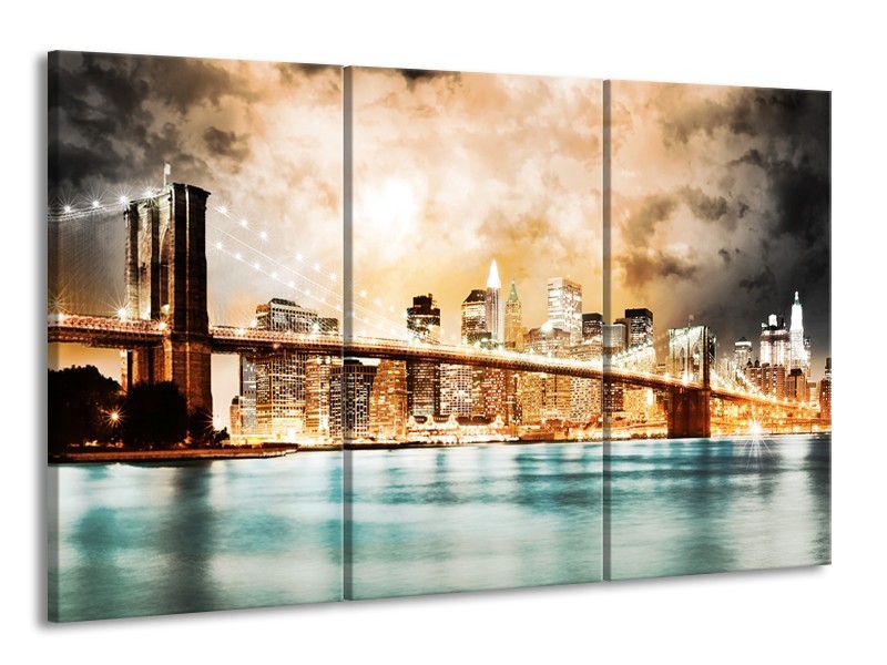 Glas schilderij Brug | Groen, Blauw, Bruin | 165x100cm 3Luik