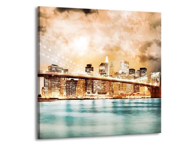 Glas schilderij Brug | Groen, Blauw, Bruin | 50x50cm 1Luik