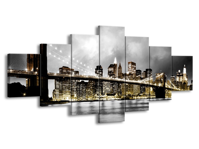 Glas schilderij Brug | Geel, Grijs | 210x100cm 7Luik