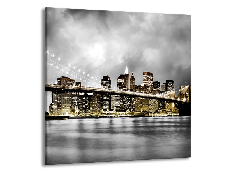 Glas schilderij Brug | Geel, Grijs | 50x50cm 1Luik