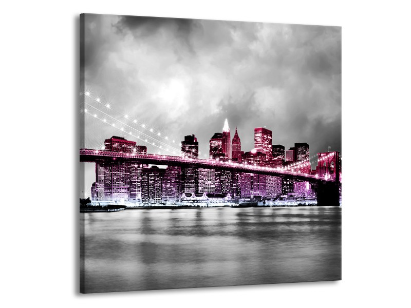 Canvas schilderij Brug | Paars, Roze, Grijs | 70x70cm 1Luik