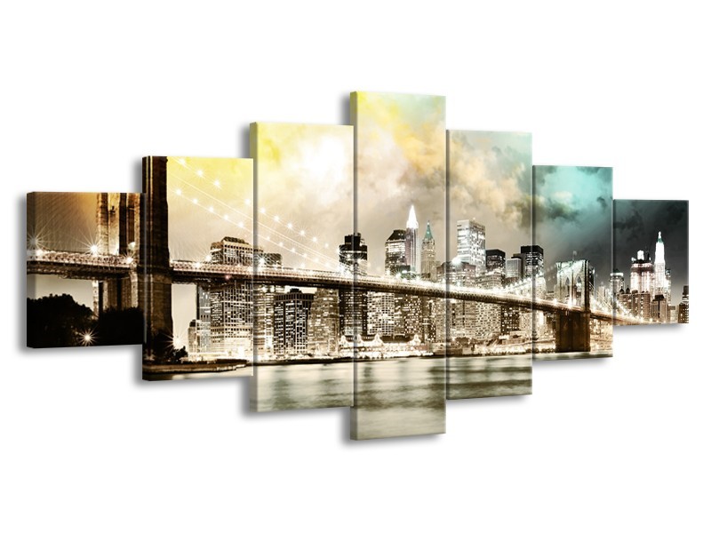 Glas schilderij Brug | Geel, Bruin, Groen | 210x100cm 7Luik