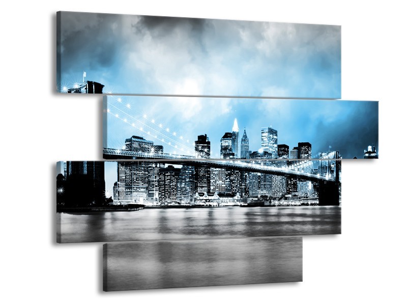 Glas schilderij Brug | Blauw, Grijs | 115x85cm 4Luik