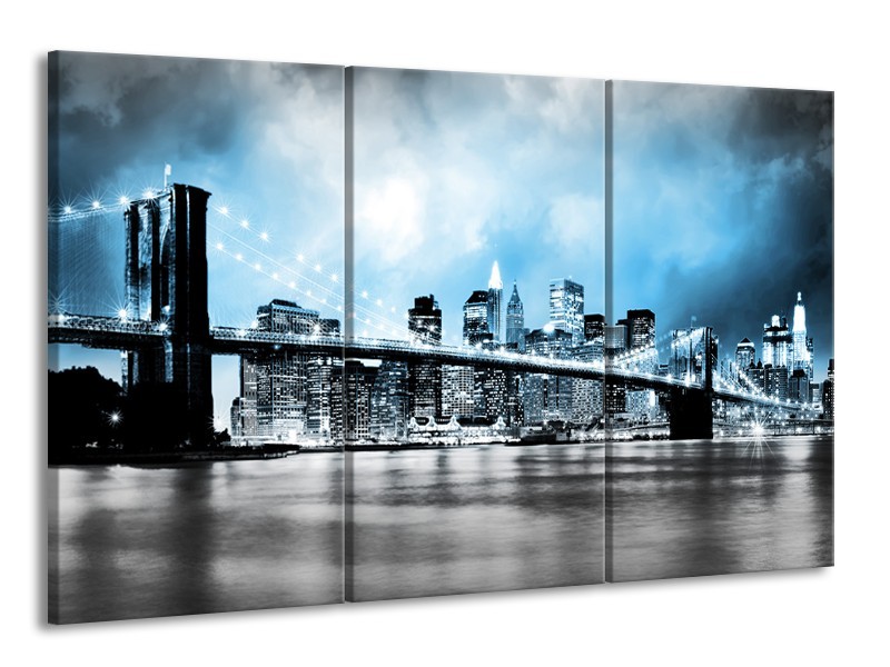 Glas schilderij Brug | Blauw, Grijs | 165x100cm 3Luik