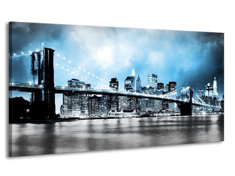 Canvas schilderij Brug | Blauw, Grijs | 170x90cm 1Luik
