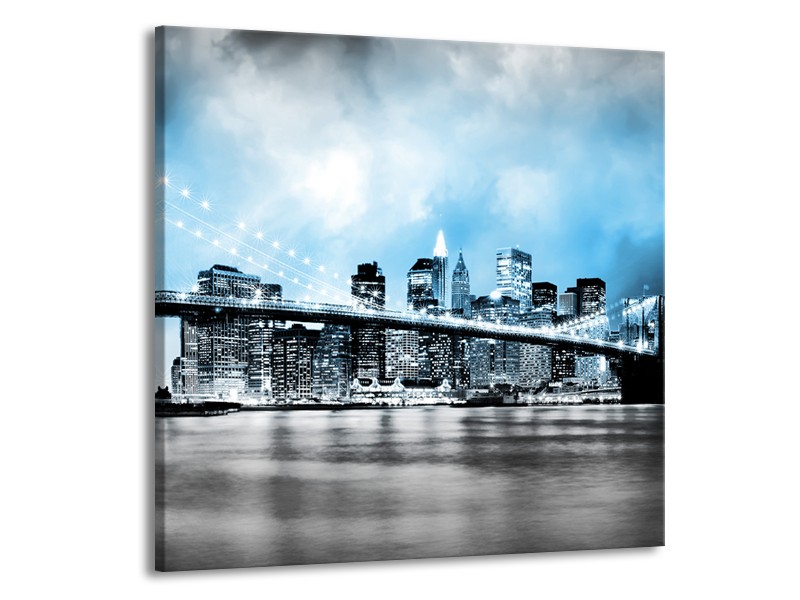 Glas schilderij Brug | Blauw, Grijs | 50x50cm 1Luik