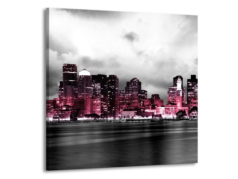 Canvas schilderij Wolkenkrabber | Roze, Grijs | 70x70cm 1Luik