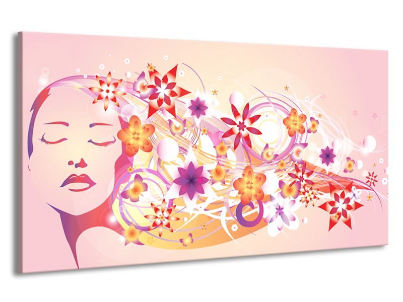 Canvas schilderij Abstract | Roze, Paars, Oranje | 190x100cm 1Luik