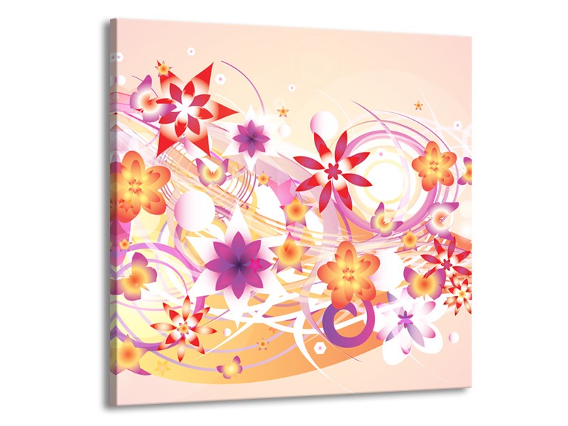 Canvas schilderij Abstract | Roze, Paars, Oranje | 70x70cm 1Luik