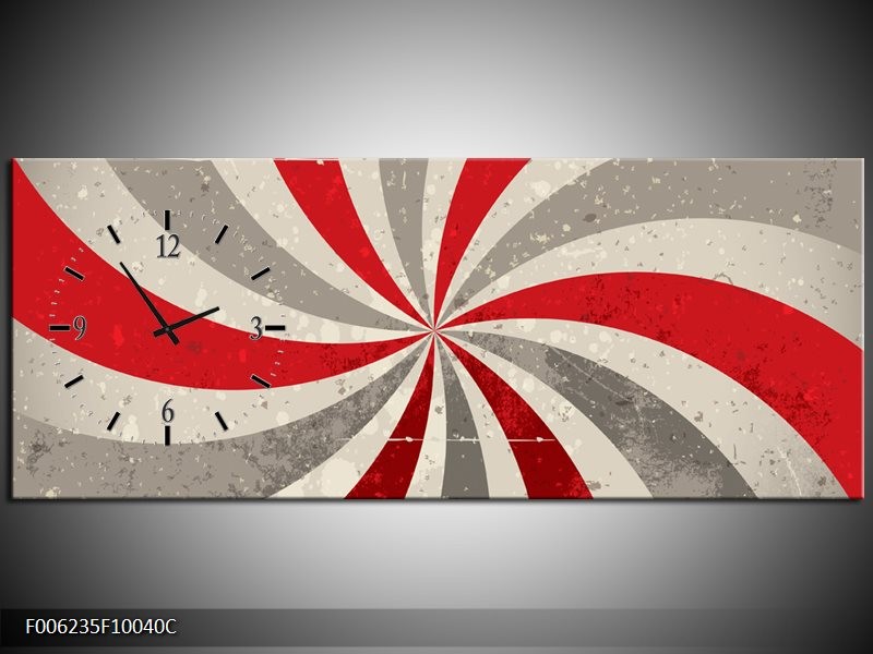 Klok schilderij Abstract | Grijs, Rood | 100x40cm 1Luik