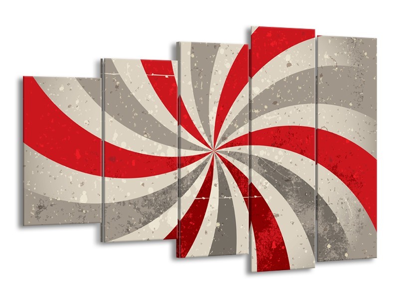 Canvas schilderij Abstract | Grijs, Rood | 150x100cm 5Luik