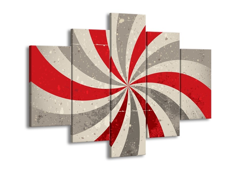 Canvas schilderij Abstract | Grijs, Rood | 150x105cm 5Luik