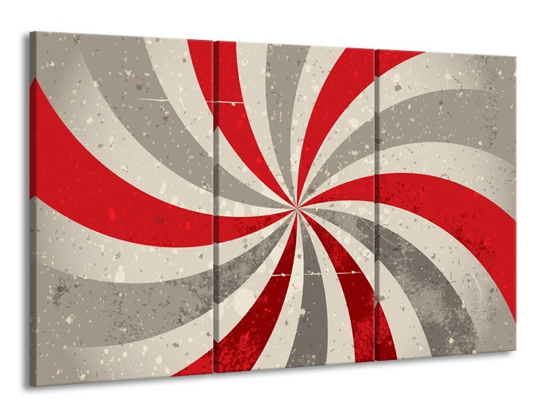 Canvas schilderij Abstract | Grijs, Rood | 165x100cm 3Luik
