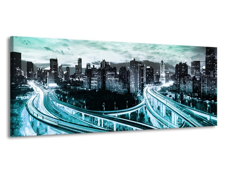 Canvas schilderij Brug | Blauw, Grijs | 145x58cm 1Luik