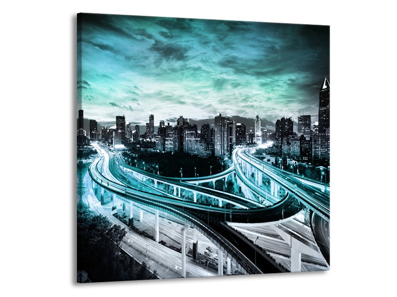 Glas schilderij Brug | Blauw, Grijs | 50x50cm 1Luik