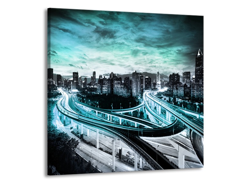 Canvas schilderij Brug | Blauw, Grijs | 70x70cm 1Luik
