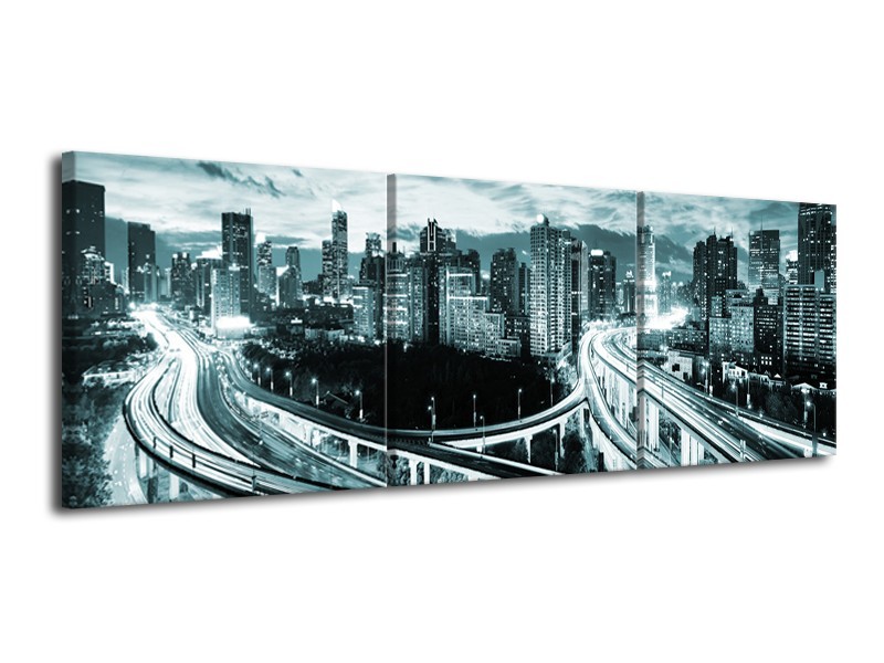 Glas schilderij Brug | Groen, Grijs | 120x40cm 3Luik