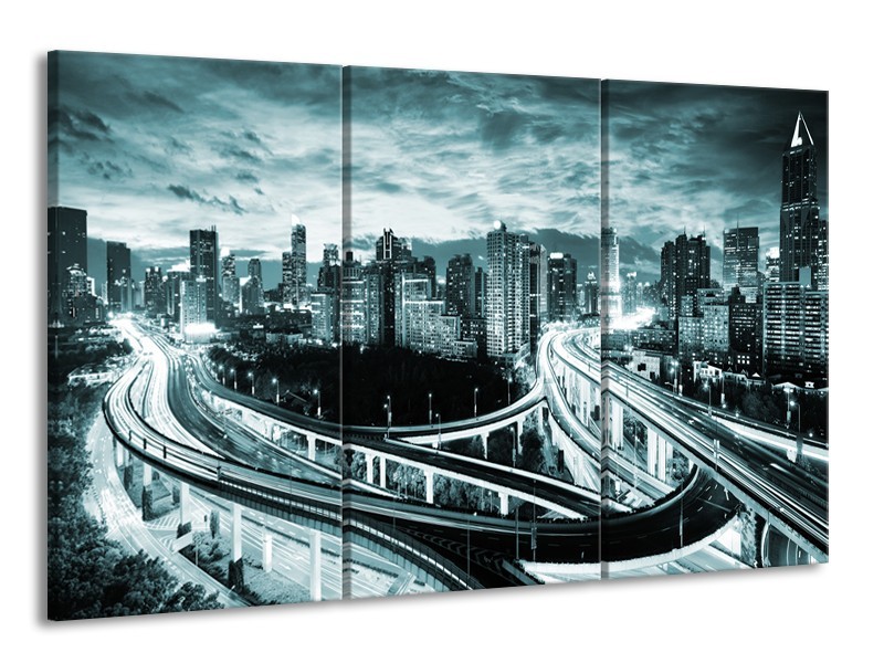 Glas schilderij Brug | Groen, Grijs | 165x100cm 3Luik