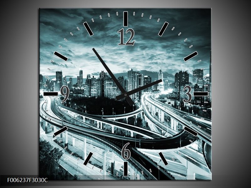 Klok schilderij Brug | Groen, Grijs | 30x30cm 1Luik