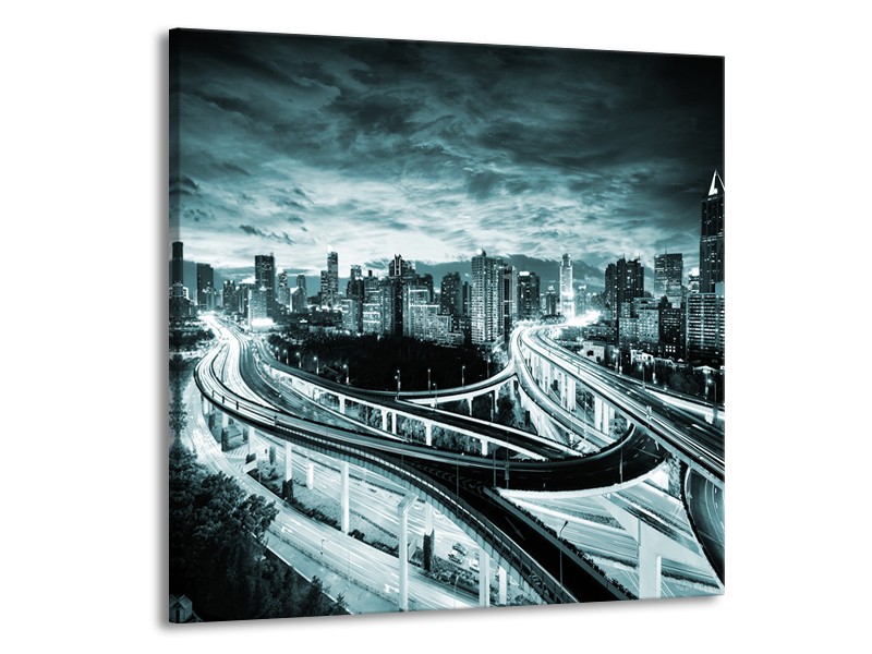 Glas schilderij Brug | Groen, Grijs | 50x50cm 1Luik