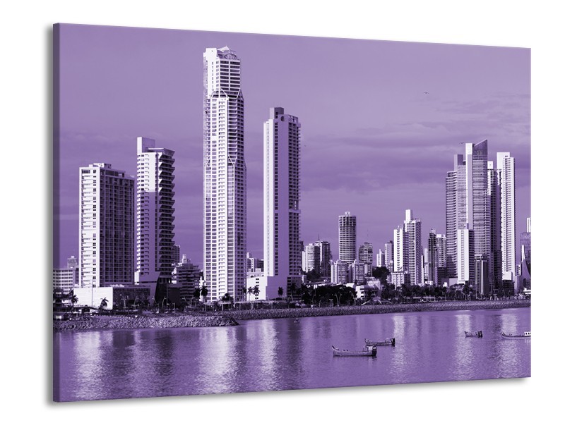 Glas schilderij Wolkenkrabber | Paars | 100x70cm 1Luik