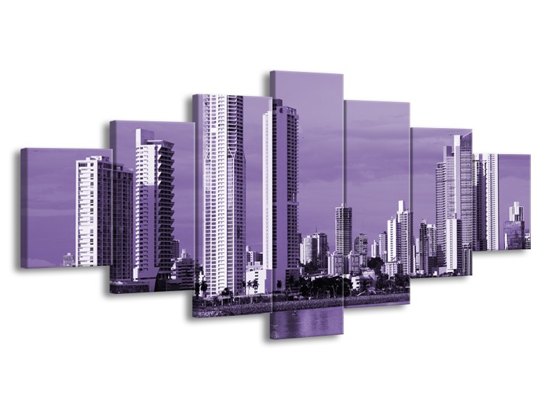 Glas schilderij Wolkenkrabber | Paars | 210x100cm 7Luik