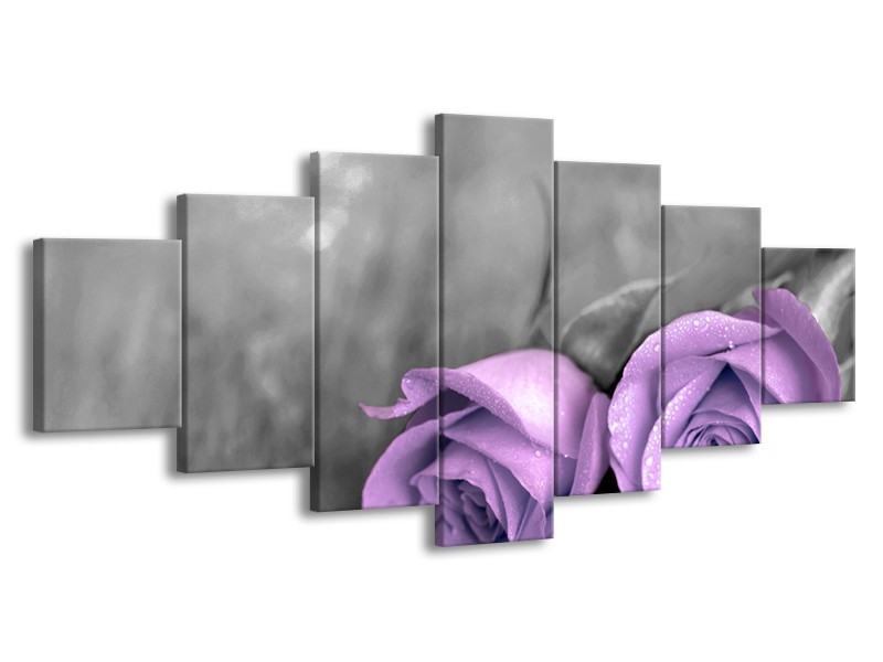 Canvas schilderij Roos | Paars, Grijs | 210x100cm 7Luik
