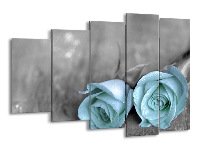 Canvas schilderij Roos | Blauw, Grijs | 150x100cm 5Luik