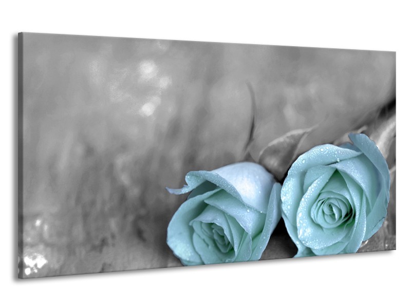Canvas schilderij Roos | Blauw, Grijs | 190x100cm 1Luik