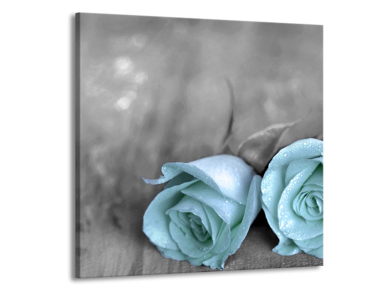 Canvas schilderij Roos | Blauw, Grijs | 50x50cm 1Luik