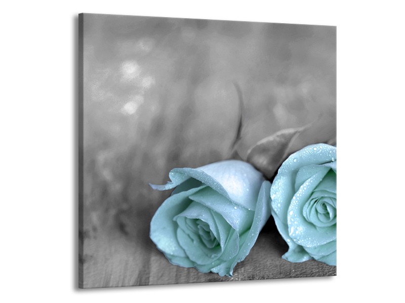 Canvas schilderij Roos | Blauw, Grijs | 70x70cm 1Luik