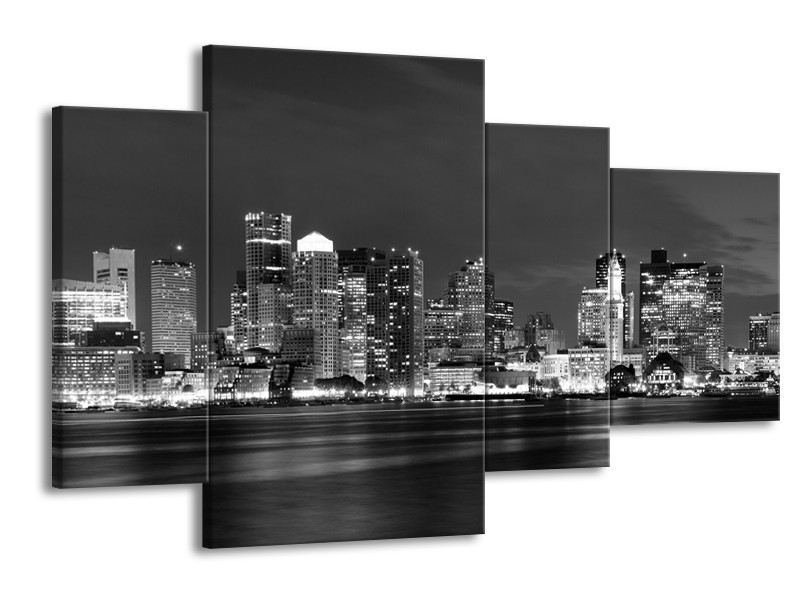 Glas schilderij Wolkenkrabber | Zwart, Grijs | 120x75cm 4Luik