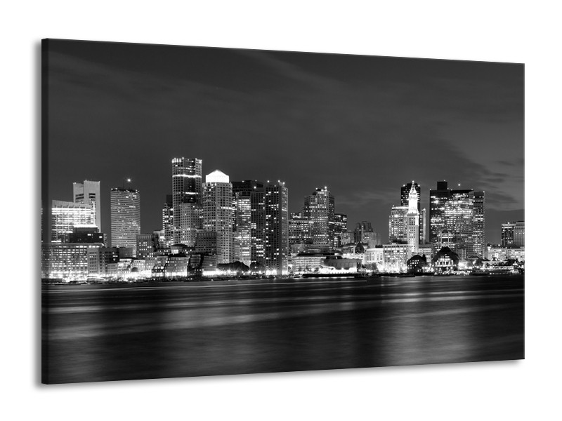 Canvas schilderij Wolkenkrabber | Zwart, Grijs | 140x90cm 1Luik