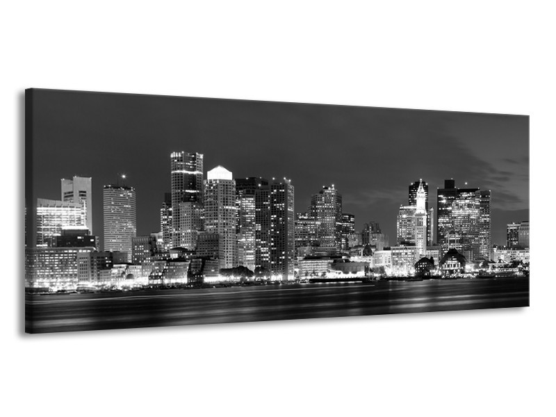 Glas schilderij Wolkenkrabber | Zwart, Grijs | 145x58cm 1Luik