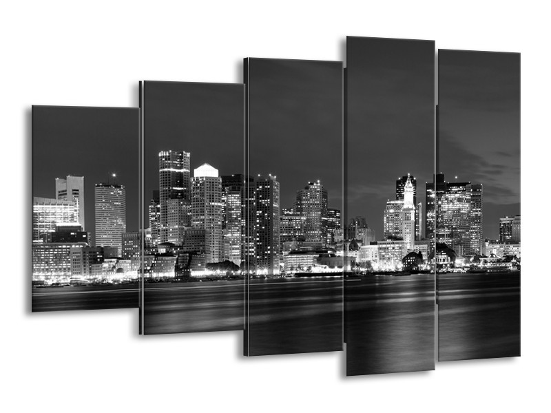 Glas schilderij Wolkenkrabber | Zwart, Grijs | 150x100cm 5Luik