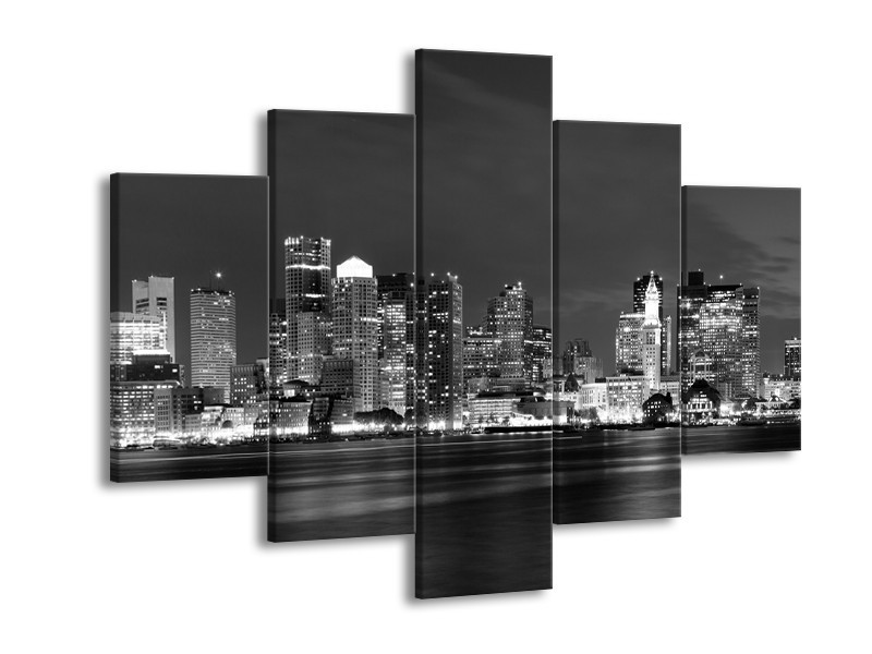 Glas schilderij Wolkenkrabber | Zwart, Grijs | 150x105cm 5Luik