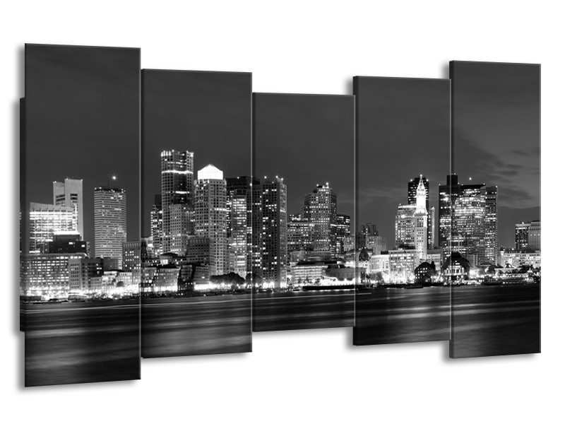 Glas schilderij Wolkenkrabber | Zwart, Grijs | 150x80cm 5Luik