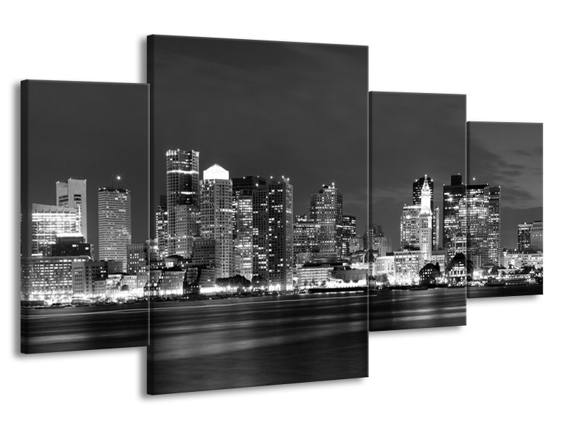 Glas schilderij Wolkenkrabber | Zwart, Grijs | 160x90cm 4Luik