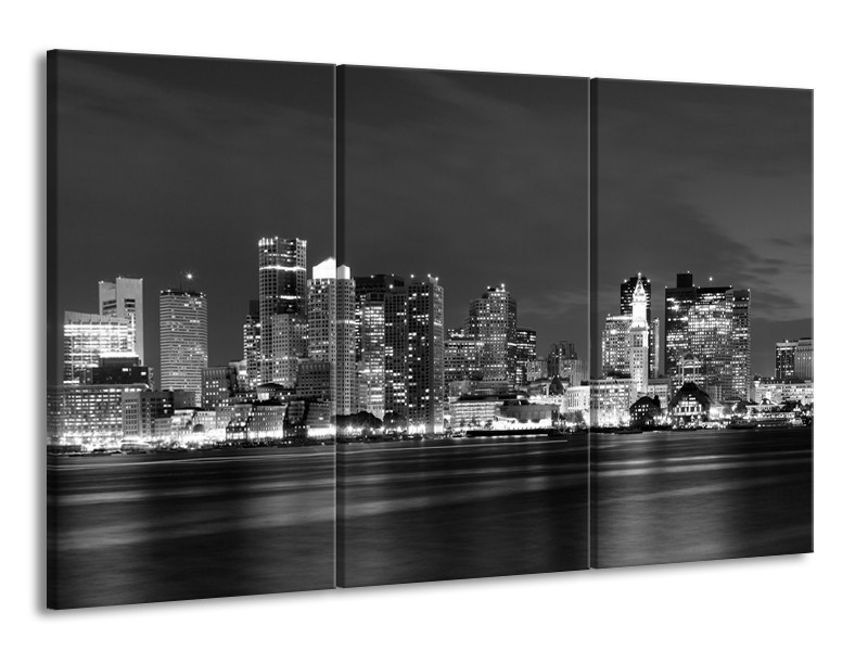 Glas schilderij Wolkenkrabber | Zwart, Grijs | 165x100cm 3Luik