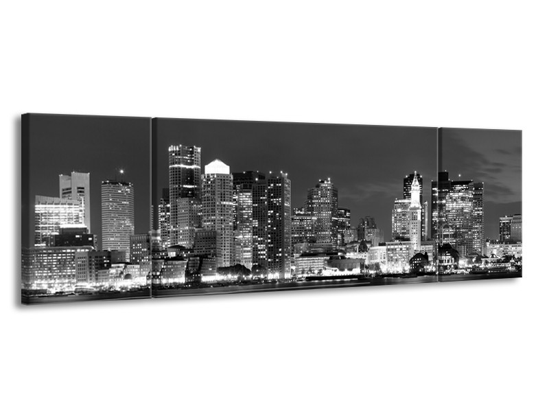 Glas schilderij Wolkenkrabber | Zwart, Grijs | 170x50cm 3Luik