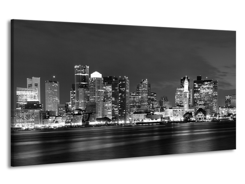 Canvas schilderij Wolkenkrabber | Zwart, Grijs | 190x100cm 1Luik