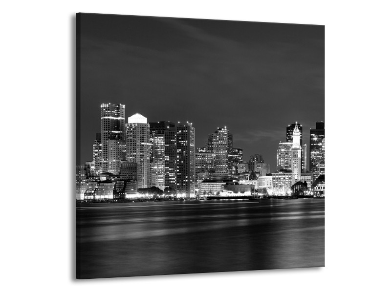 Glas schilderij Wolkenkrabber | Zwart, Grijs | 50x50cm 1Luik