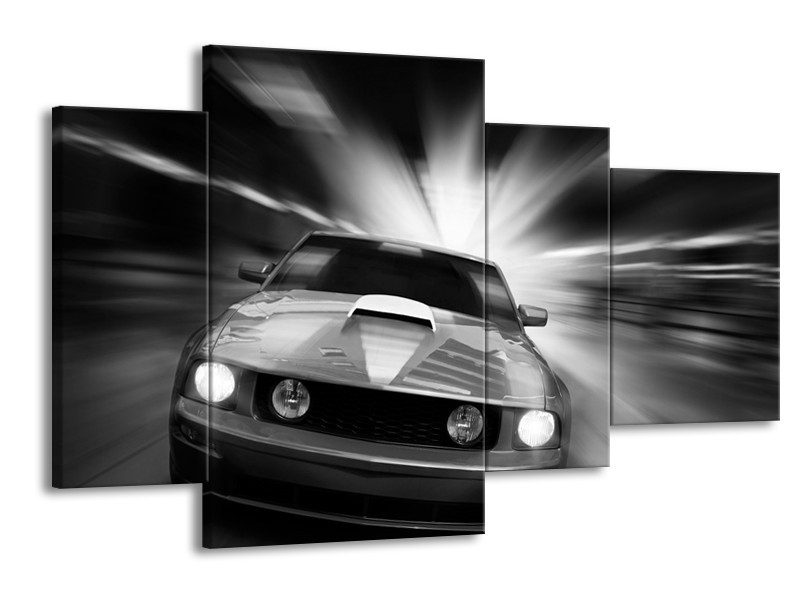 Glas schilderij Mustang | Zwart, Grijs | 120x75cm 4Luik