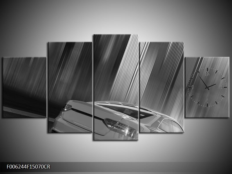 Klok schilderij Auto | Zwart, Grijs | 150x70cm 5Luik