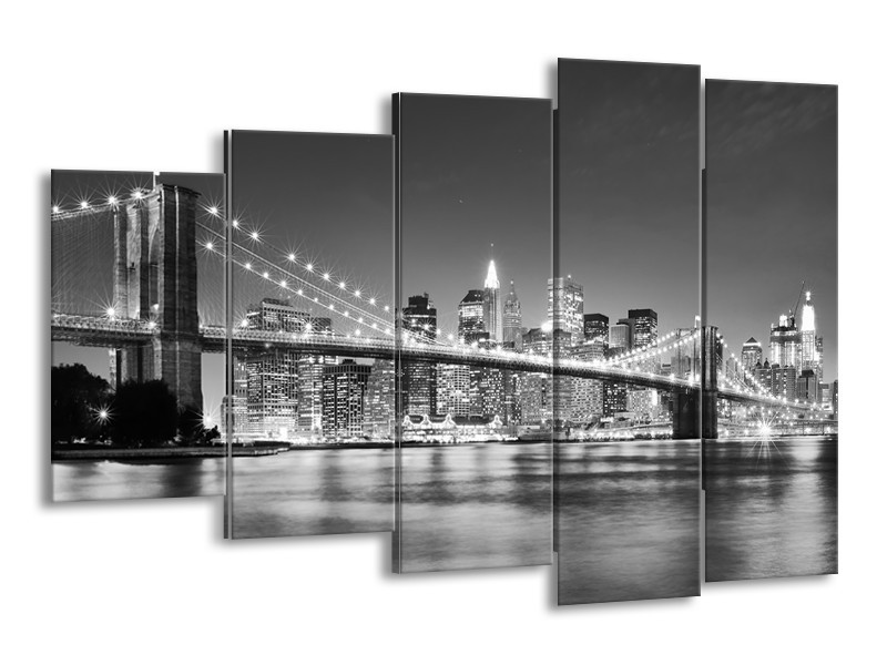 Canvas schilderij Brug | Grijs, Zwart | 150x100cm 5Luik