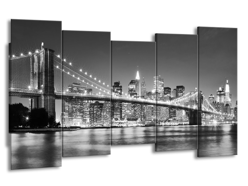 Glas schilderij Brug | Grijs, Zwart | 150x80cm 5Luik