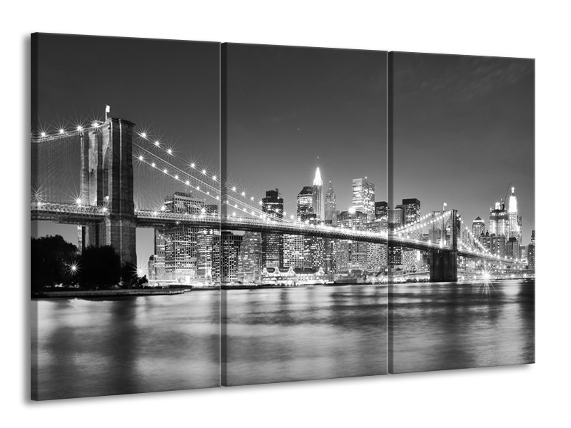 Canvas schilderij Brug | Grijs, Zwart | 165x100cm 3Luik